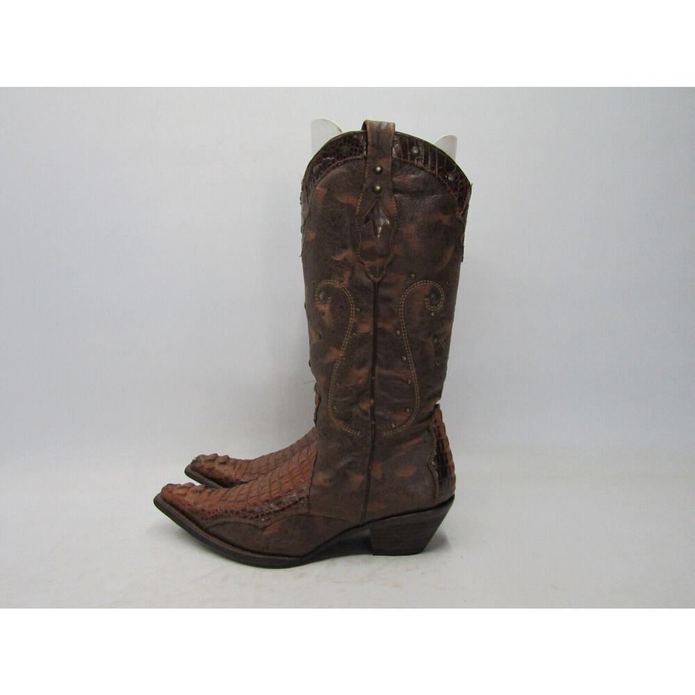 Corral Womens Size 11 M Brown Leather Caiman Fuscus Western Cowboy Boots